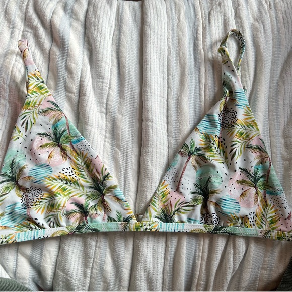 Tropical Print Triangle Bikini Top - Picture 5 of 6